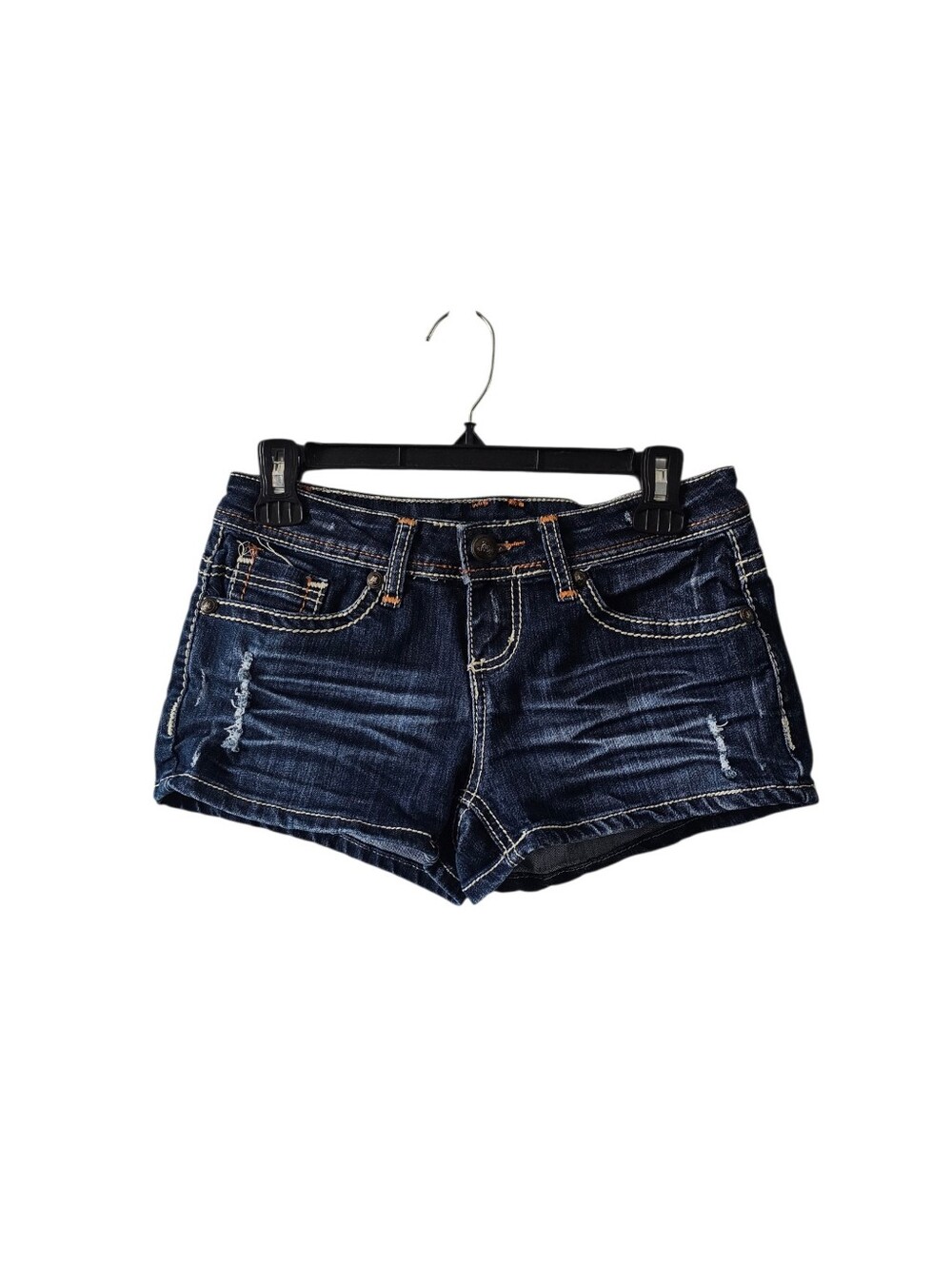 ZCO Vintage Y2K Micro Jean Shorts Size 5 Low Rise Grunge Contrast Thick Stitch